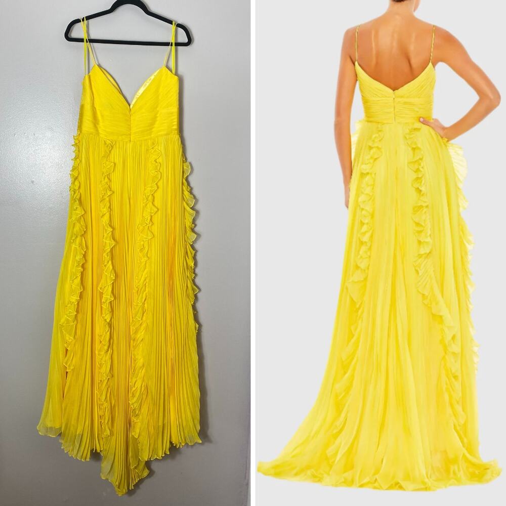 MAC DUGGAL DRESS GOWN YELLOW BRIDESMAID FORMAL EVENING WEDDING GUEST COQUETTE - Picture 4 of 16